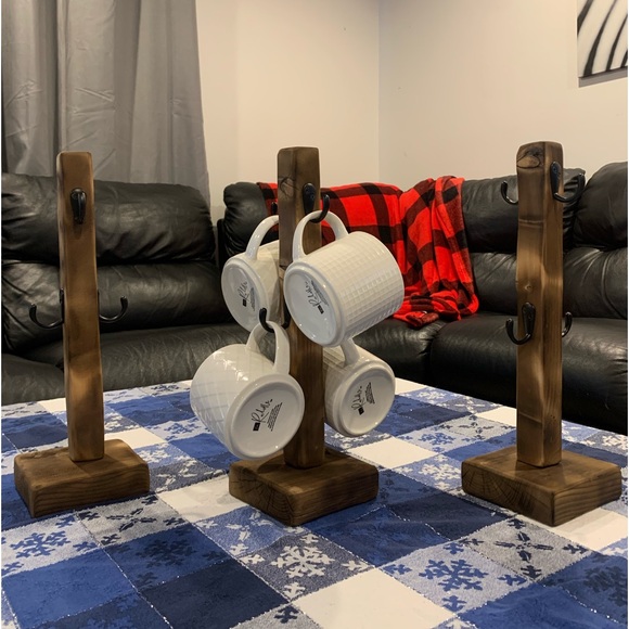 Handcrafted Burnt Wooden Mug Racks - Picture 2 of 4